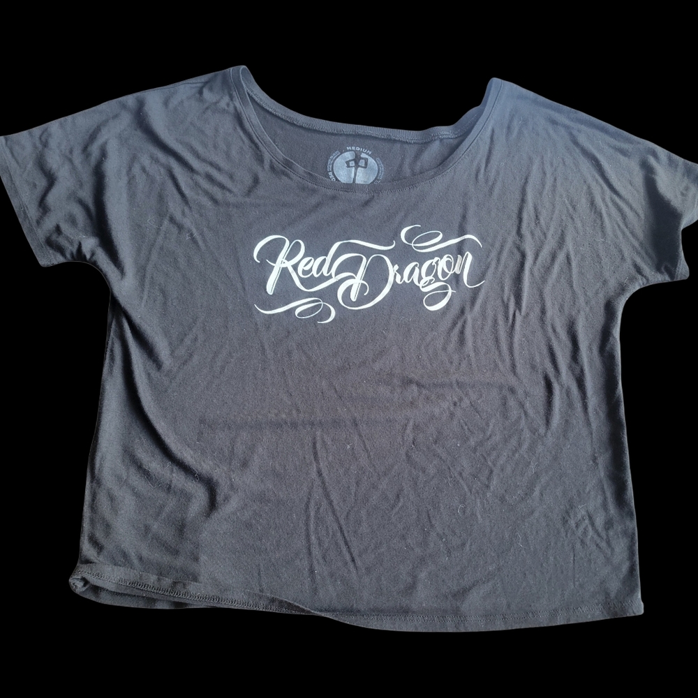 Red Brand Black Tee with Gray Design